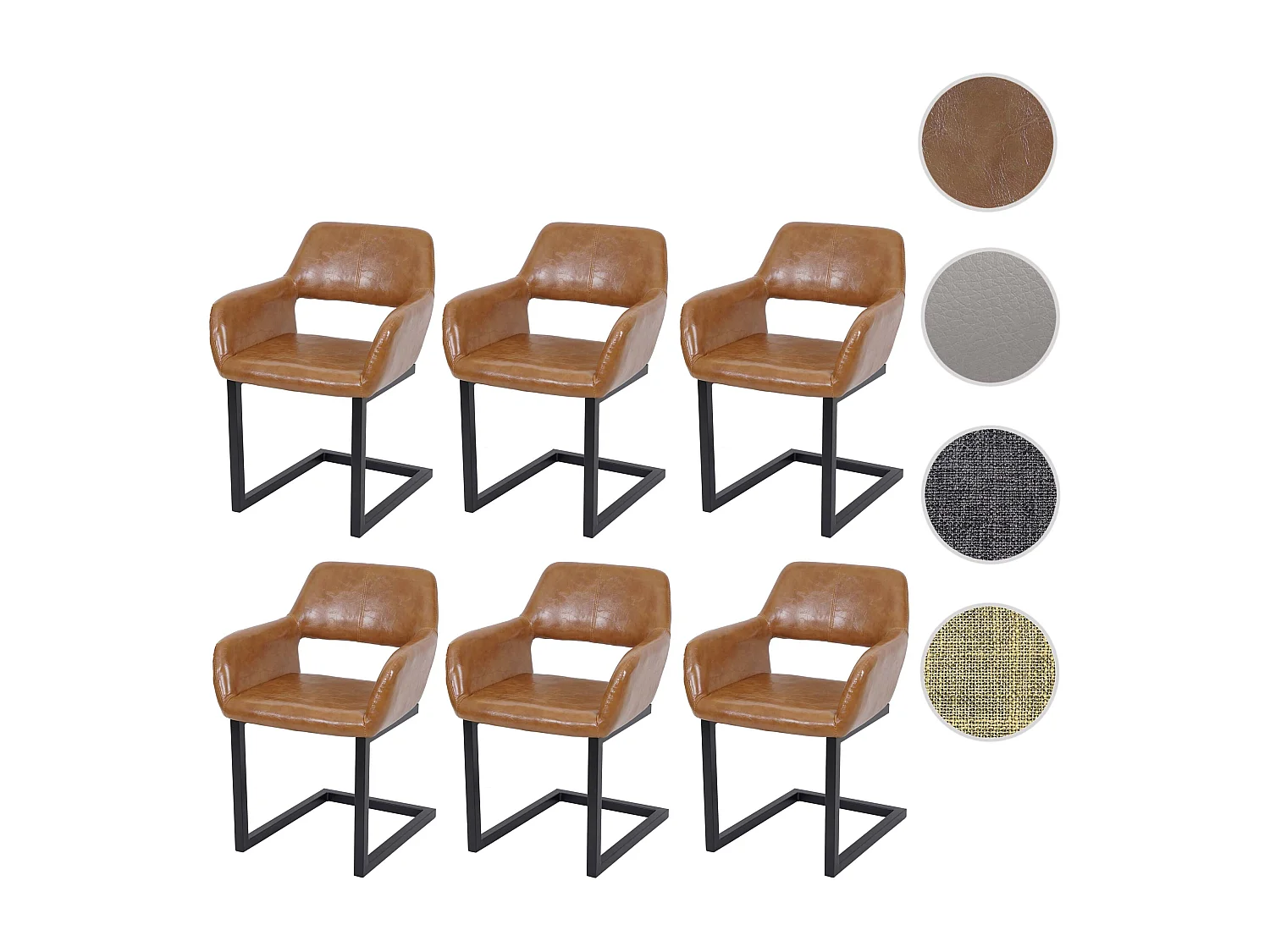 Chaise de salle à manger MCW-A50 II (lot de 6),  simili daim, brun