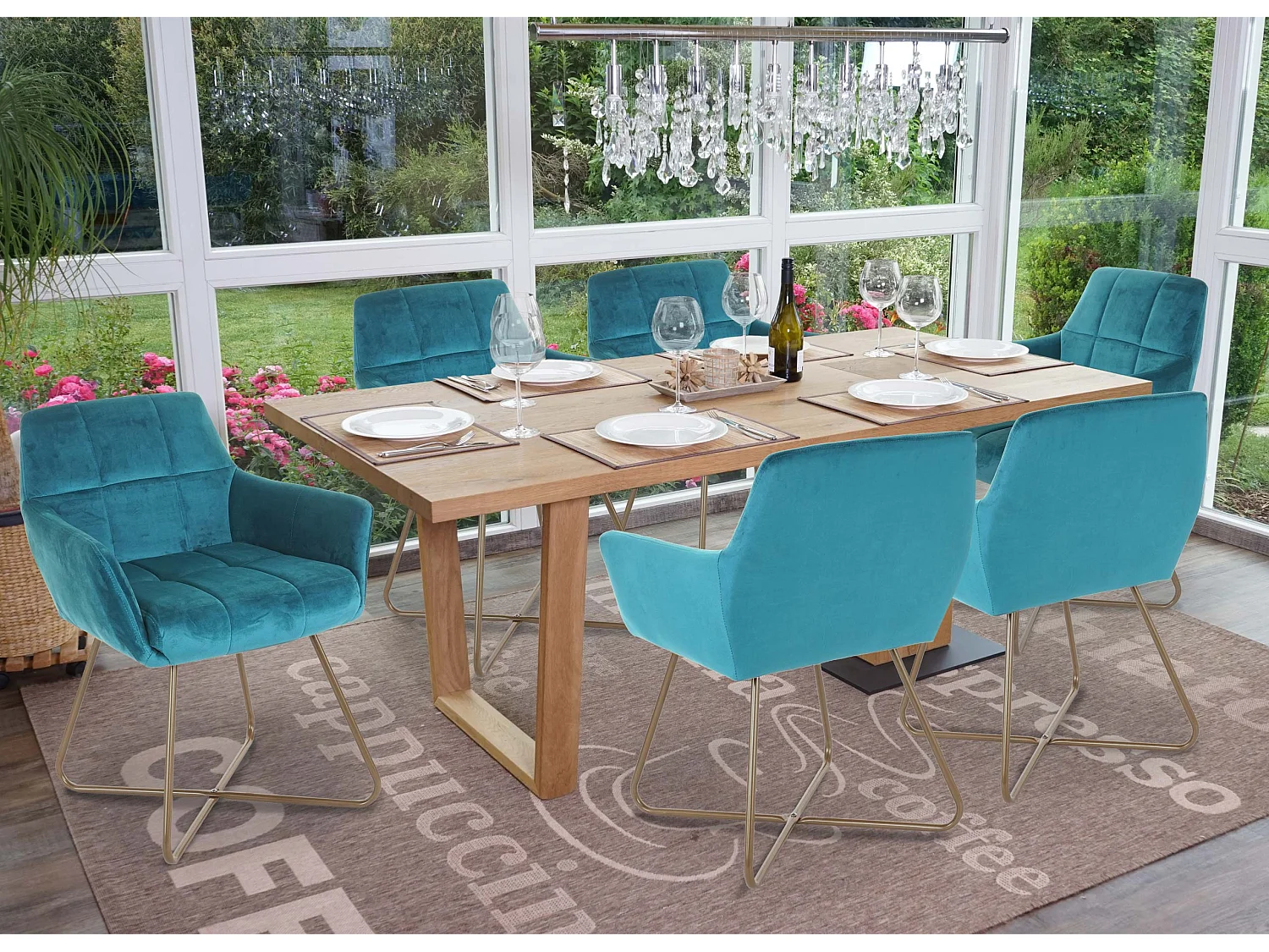 Chaise de salle à manger MCW-F37 (lot de 6),  bleu pétrole