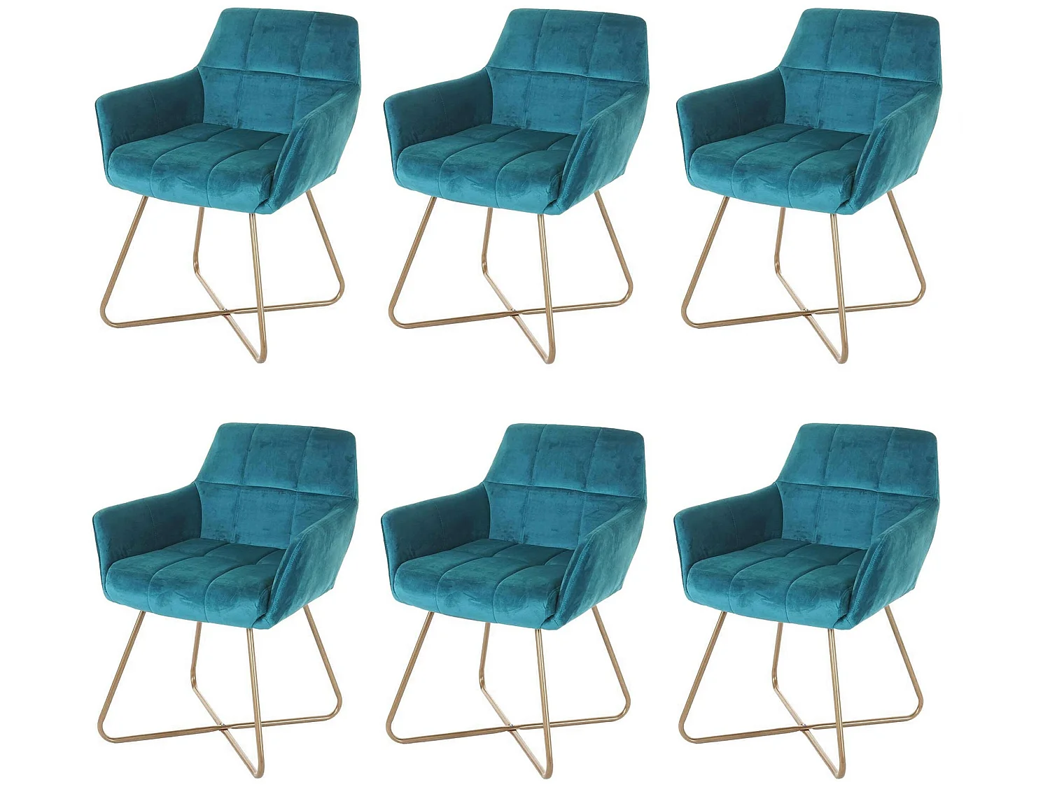 Chaise de salle à manger MCW-F37 (lot de 6),  bleu pétrole