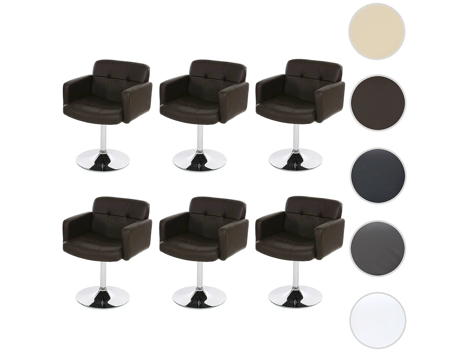 Eetkamerstoel Houston (set van 6),  bruin