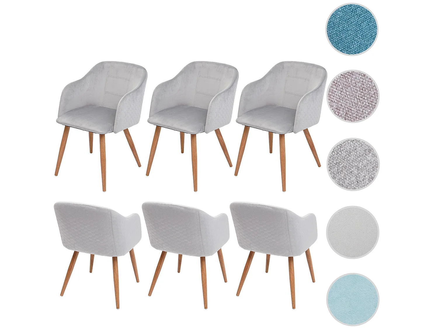 Chaise de salle à manger MCW-D71 (lot de 6),  velours gris clair