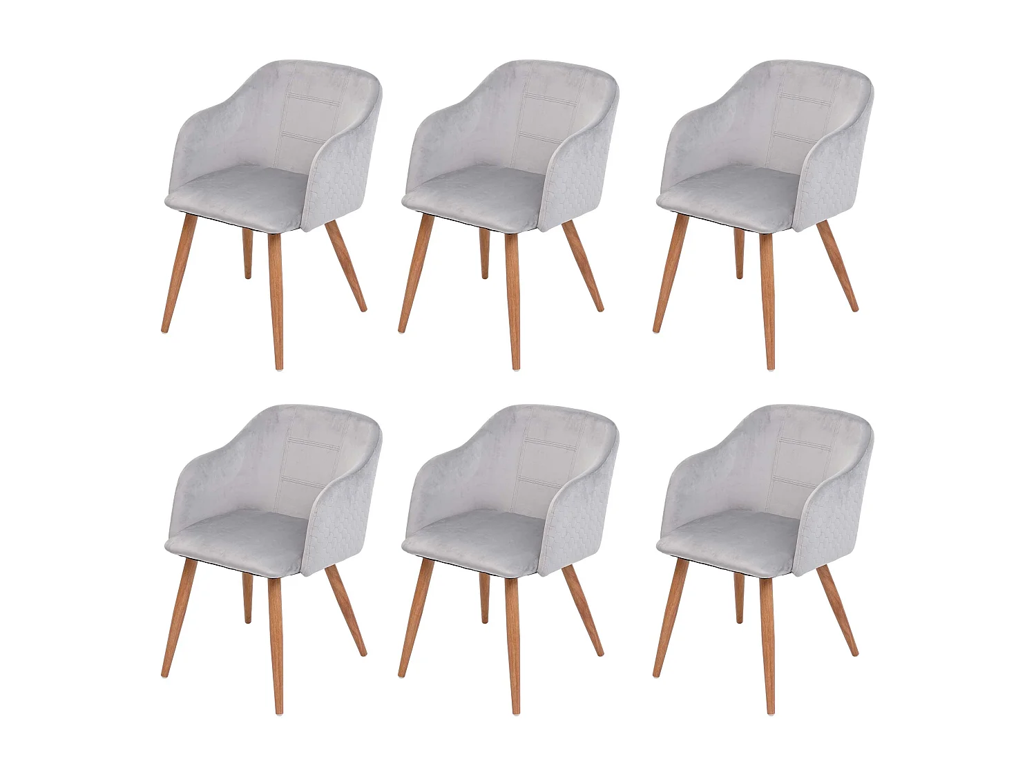 Chaise de salle à manger MCW-D71 (lot de 6),  velours gris clair