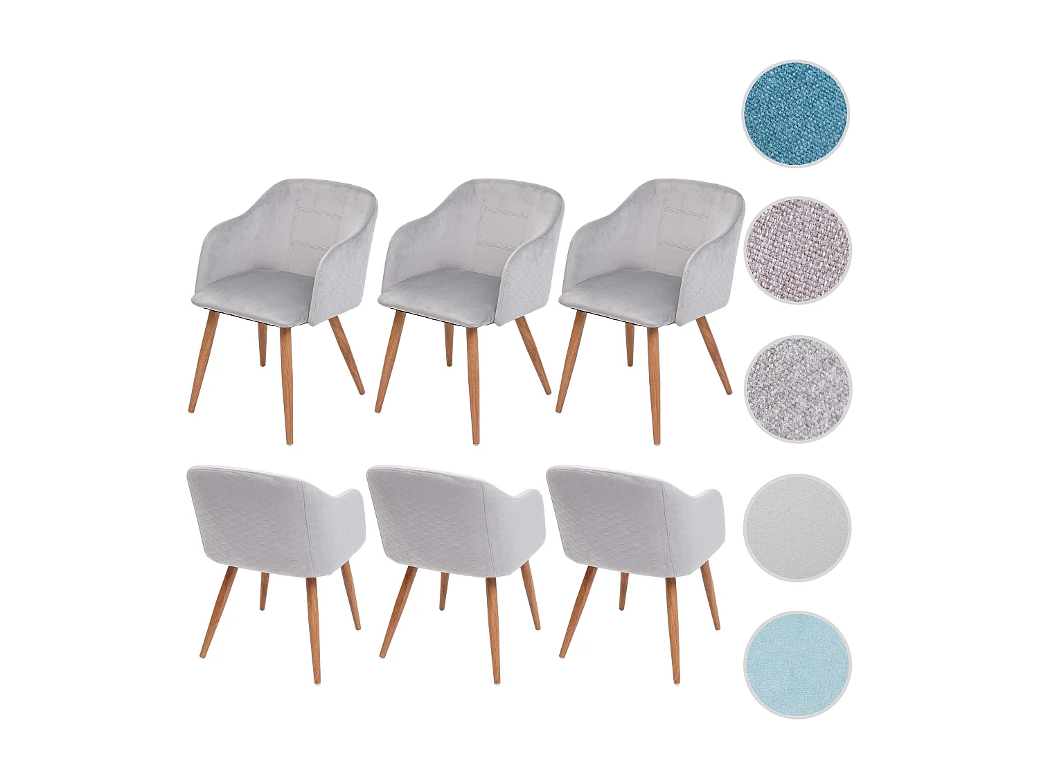 Chaise de salle à manger MCW-D71 (lot de 6),  velours gris clair