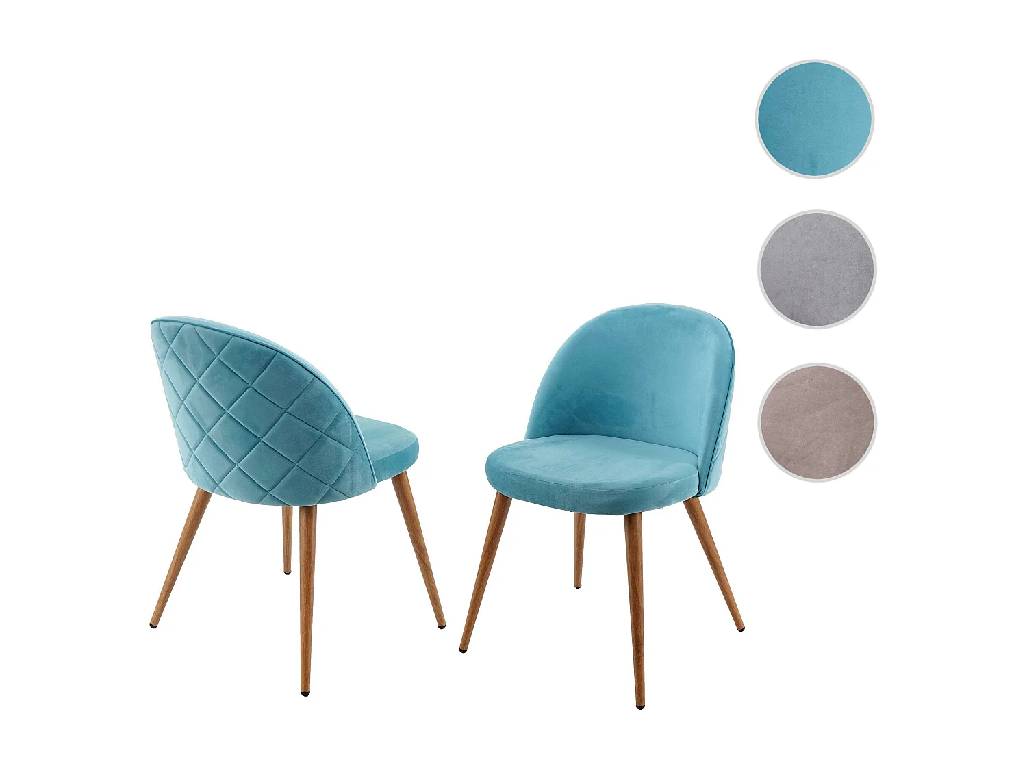 Chaise de salle à manger MCW-D53 (lot de 2),  bleu turquoise