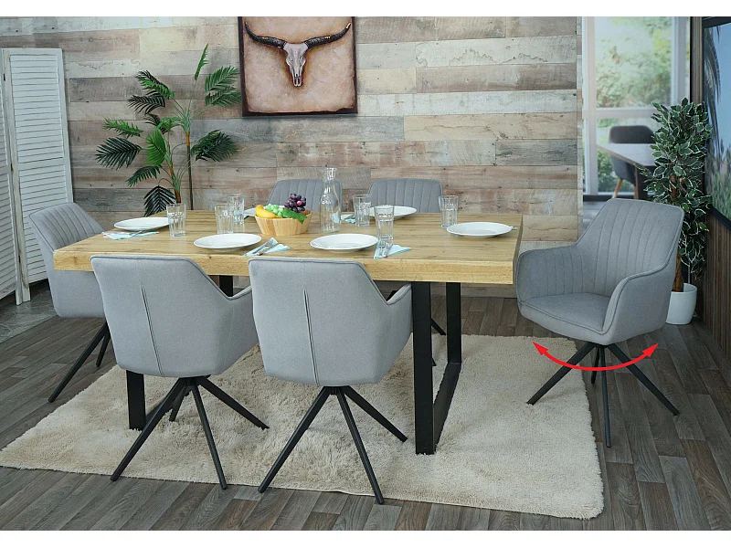 Silla de comedor MCW-L79 (juego de 6),  gris claro