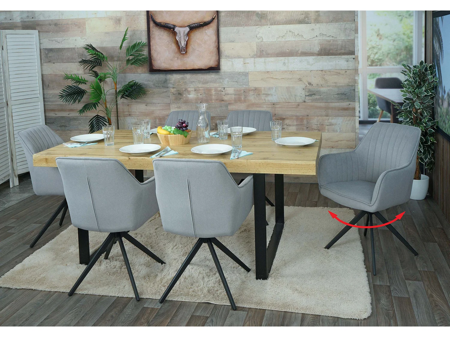 Dining chair MCW-L79 (set of 6),  light grey