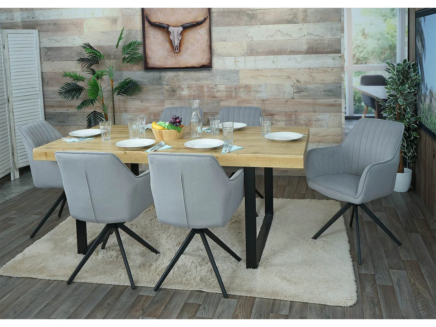 Dining chair MCW-L79 (set of 6),  light grey