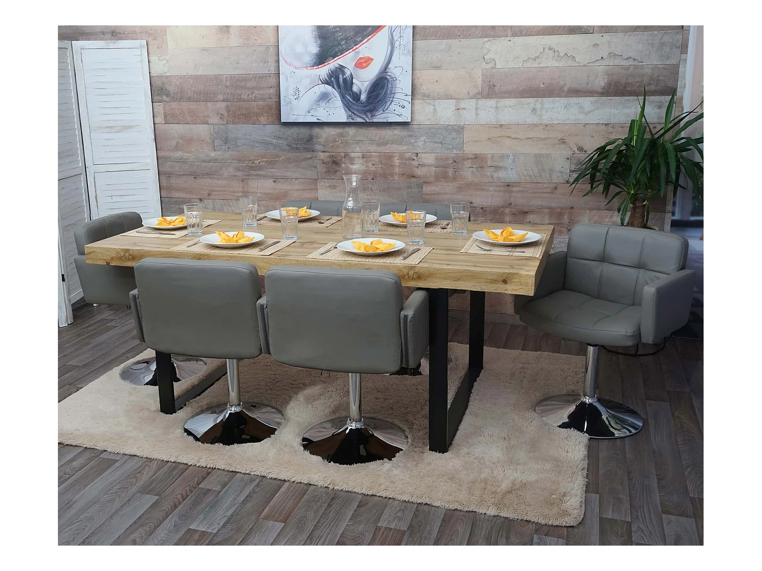 Eetkamerstoel Houston (set van 6),  taupe-grijs