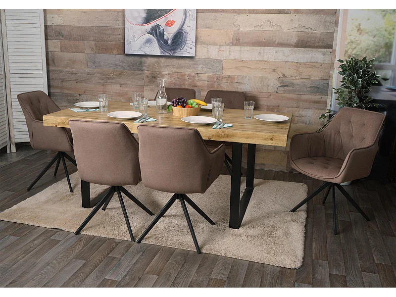 Chaise de salle à manger MCW-L80 (lot de 6),  marron