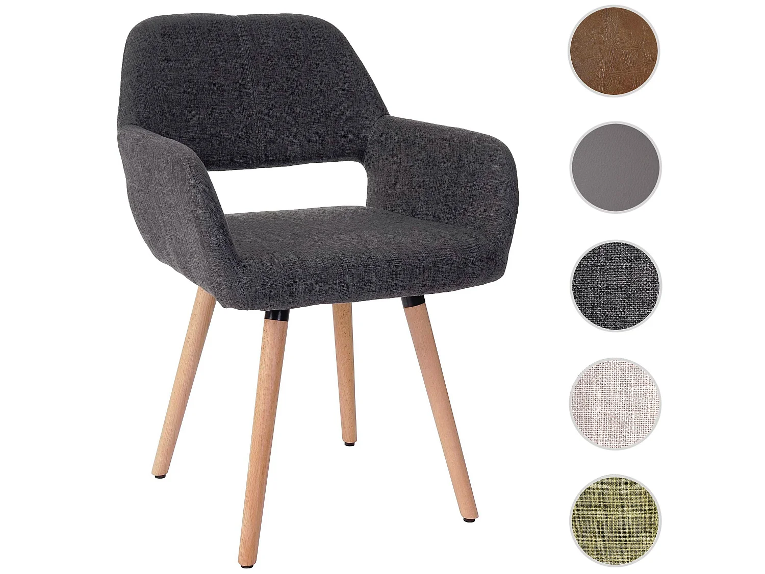 Cadeira de jantar MCW-A50 II,  têxtil, cinzento, pernas claras