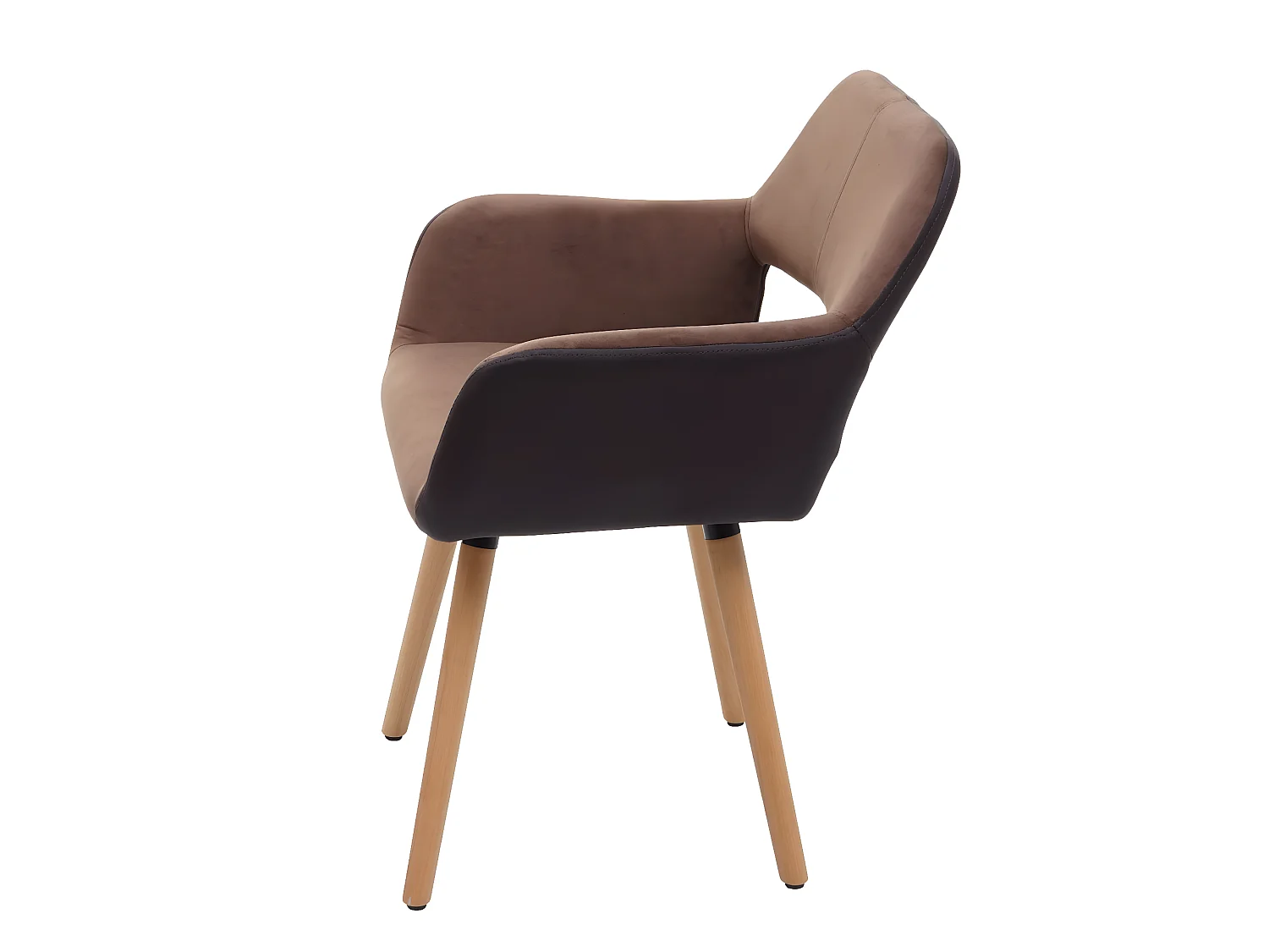 Silla de comedor MCW-A50 II,  imitación cuero/tela, marrón claro, patas claras