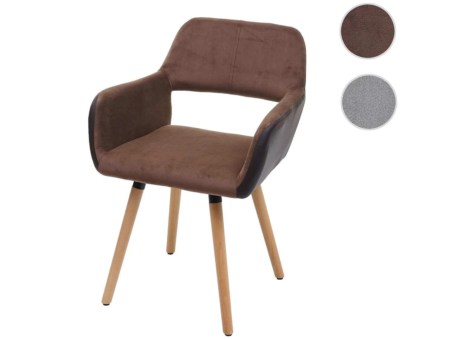 Silla de comedor MCW-A50 II,  imitación cuero/tela, marrón claro, patas claras