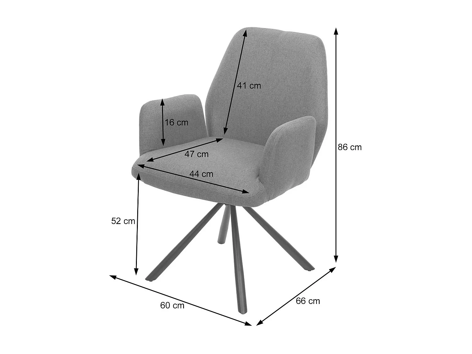 Cadeira de jantar MCW-H71 (conjunto de 6) giratória,  cinzento-castanho
