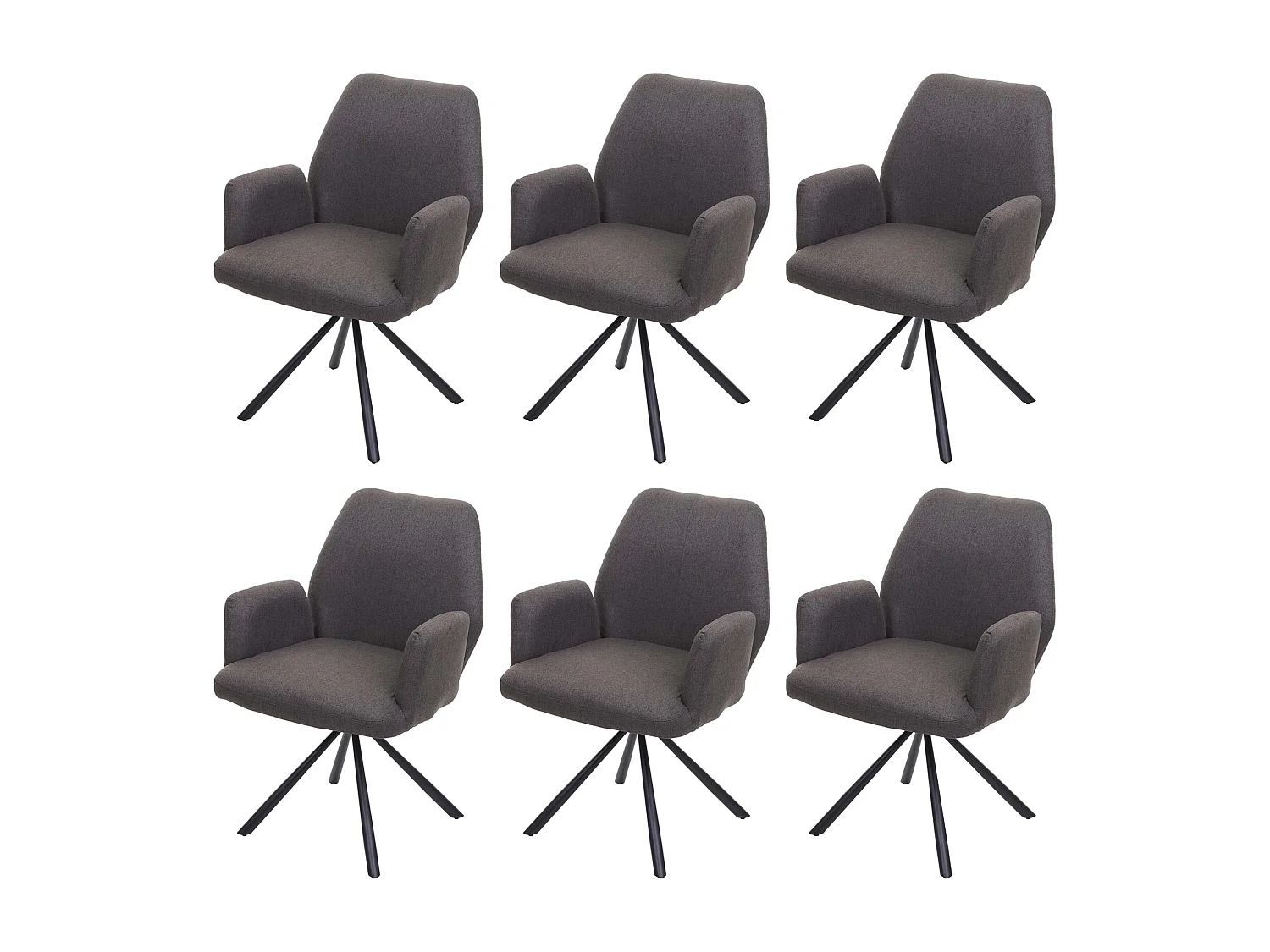 Chaise de salle à manger MCW-H71 (lot de 6) pivotante,  gris-brun