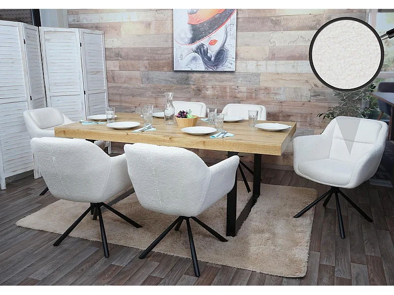 MCW-K33 eetkamerstoel (set van 6),  bouclé-wit