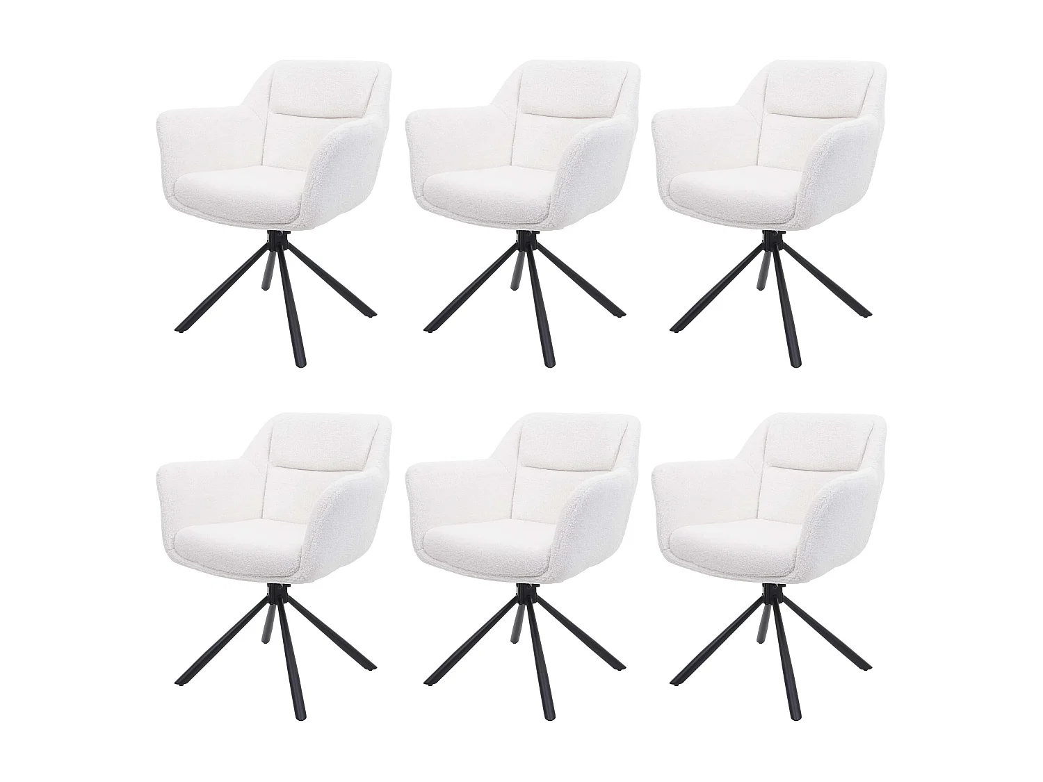 Silla de comedor MCW-K33 (juego de 6),  bouclé-blanco