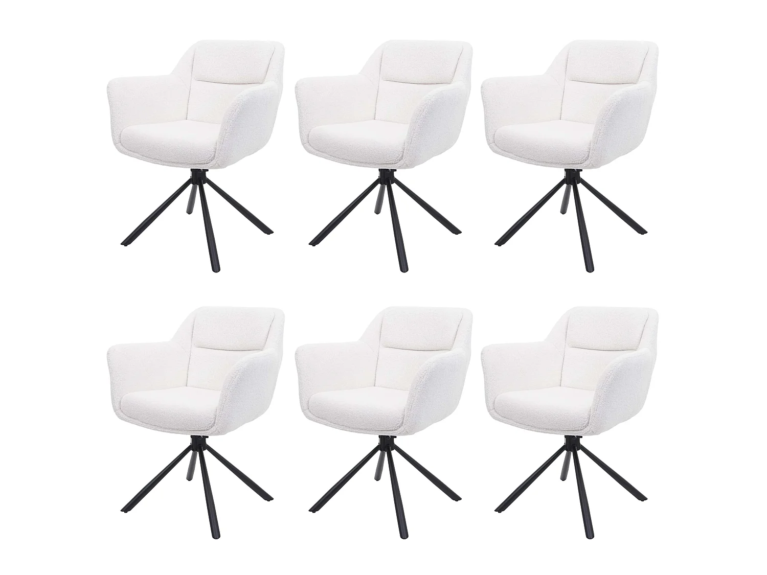 Chaise de salle à manger MCW-K33 (lot de 6),  bouclé-blanc