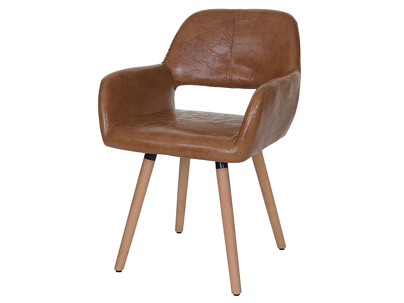 Cadeira de jantar MCW-A50 II,  imitação de pele, imitação de camurça, pernas de cor clara