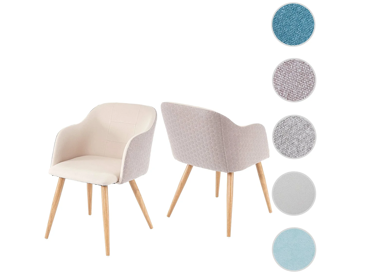 Esszimmerstuhl MCW-D71 (2er-Set), Creme-beige