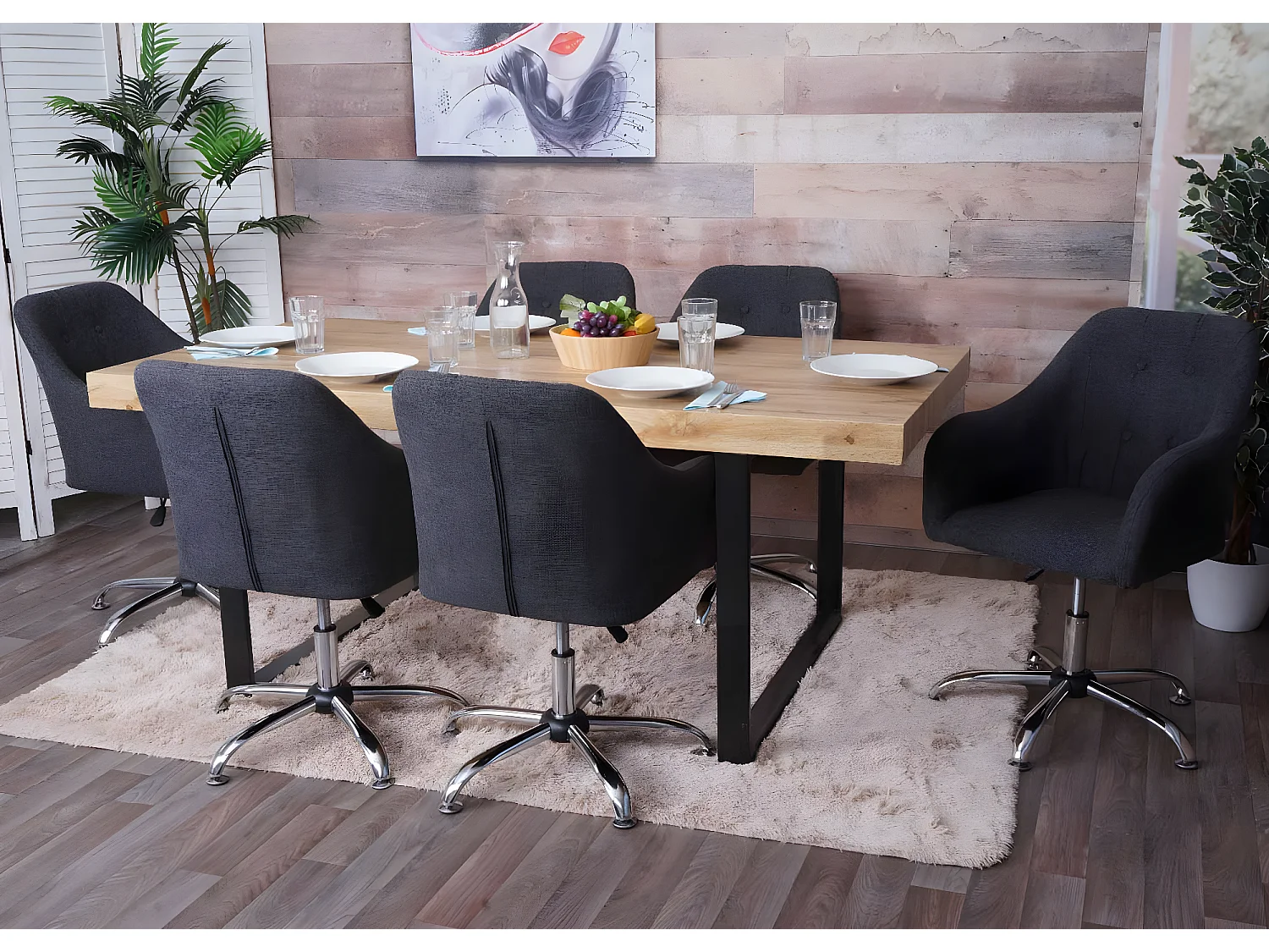 Esszimmerstuhl MCW-L92, Stoff/Textil dunkelgrau