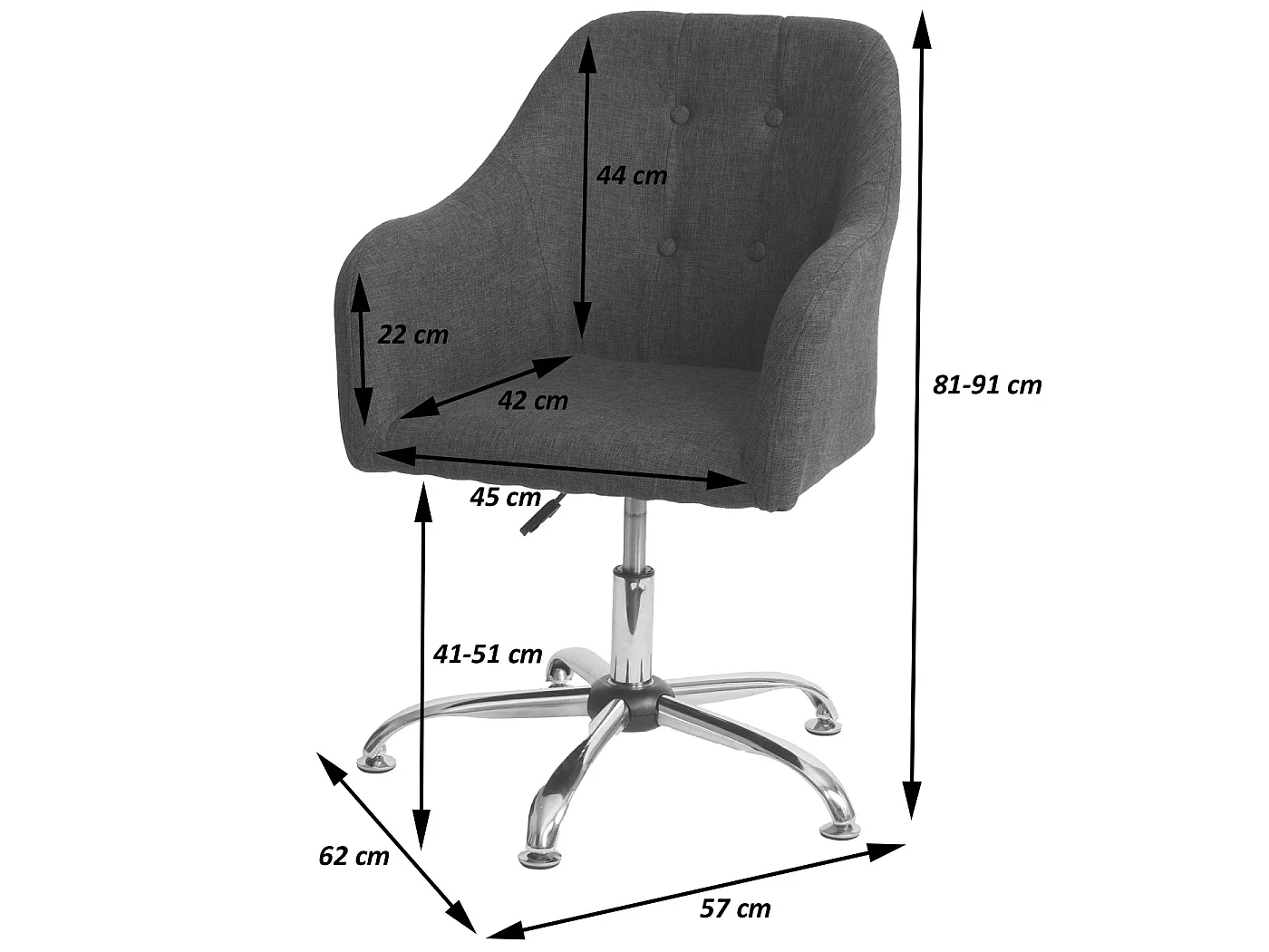Esszimmerstuhl MCW-L92, Stoff/Textil dunkelgrau