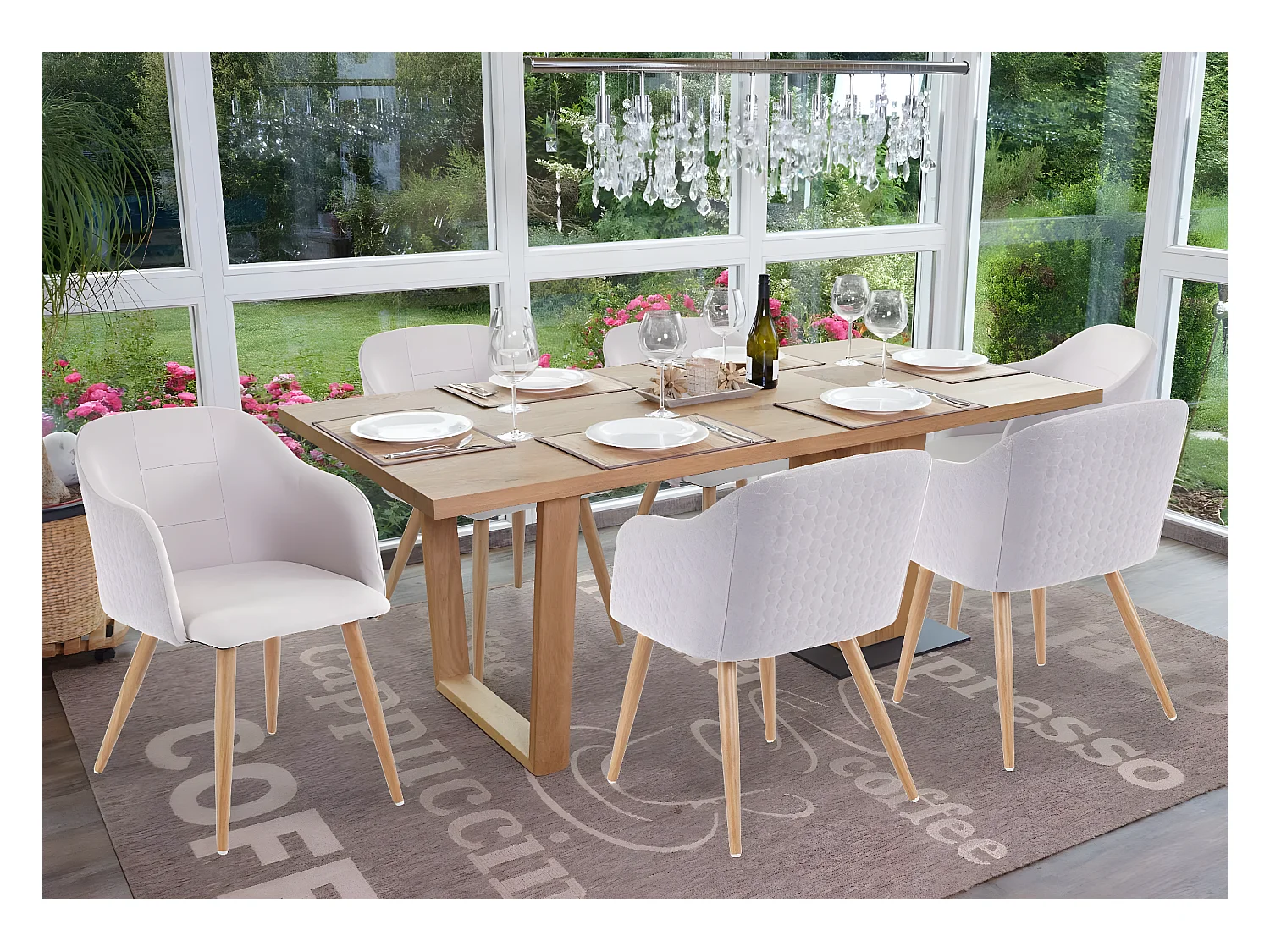 Chaise de salle à manger MCW-D71 (lot de 6),  gris clair/gris