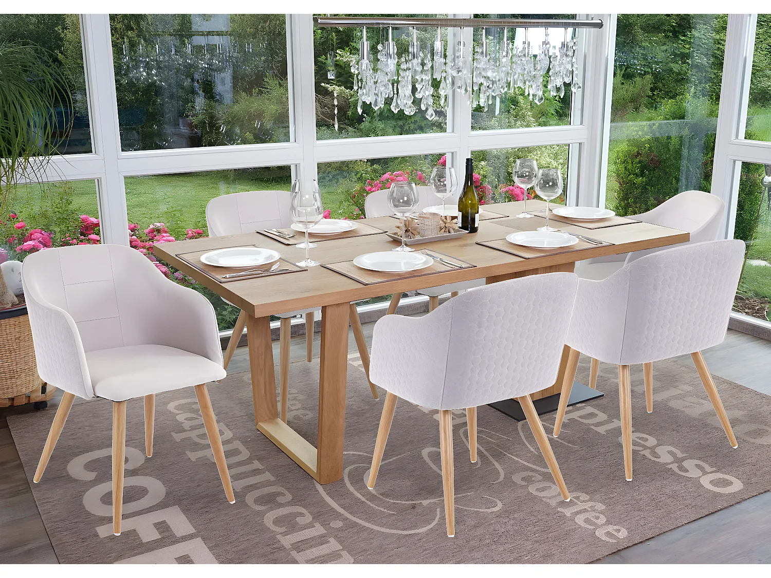 Chaise de salle à manger MCW-D71 (lot de 6),  gris clair/gris