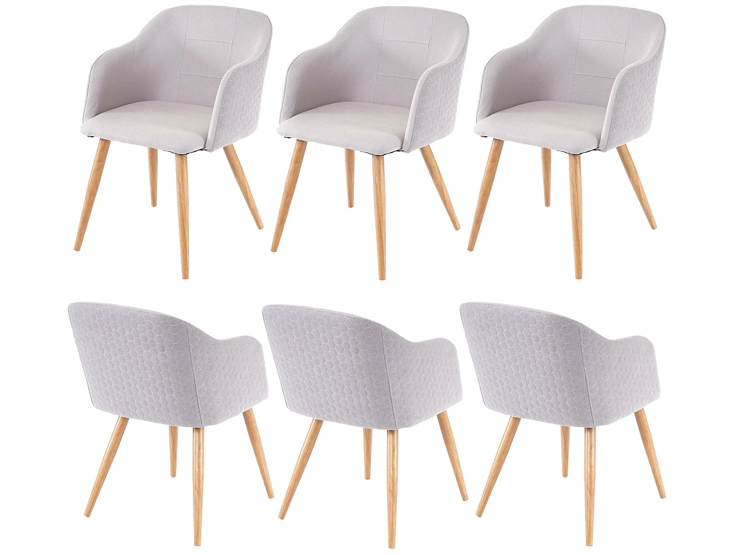 Chaise de salle à manger MCW-D71 (lot de 6),  gris clair/gris