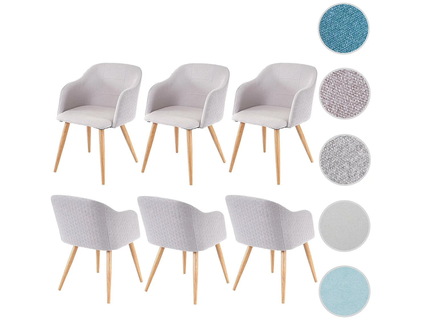 Chaise de salle à manger MCW-D71 (lot de 6),  gris clair/gris