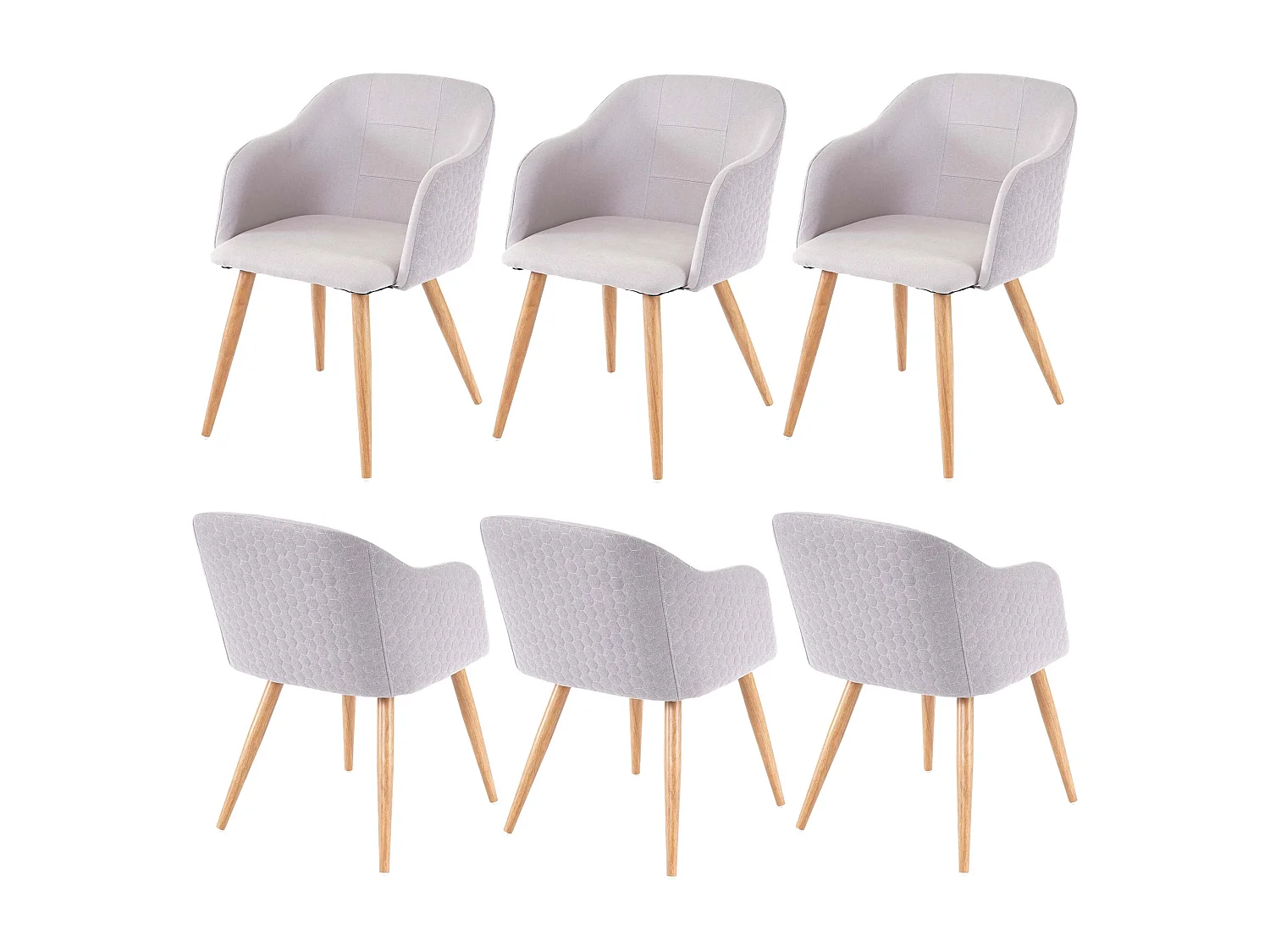 Cadeira de jantar MCW-D71 (conjunto de 6),  cinzento claro