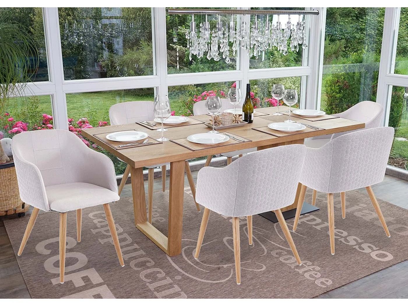 Cadeira de jantar MCW-D71 (conjunto de 6),  cinzento claro