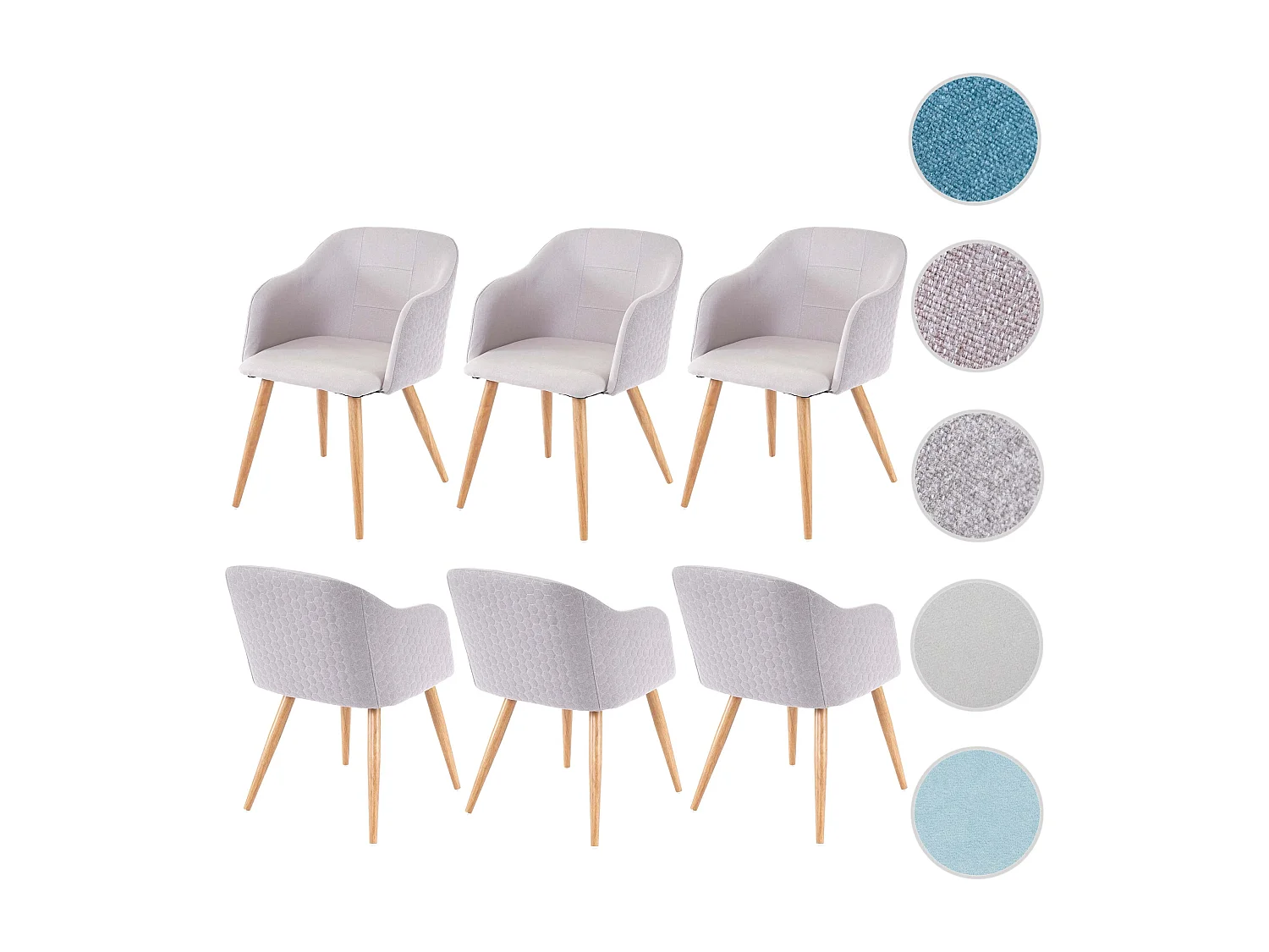 Cadeira de jantar MCW-D71 (conjunto de 6),  cinzento claro