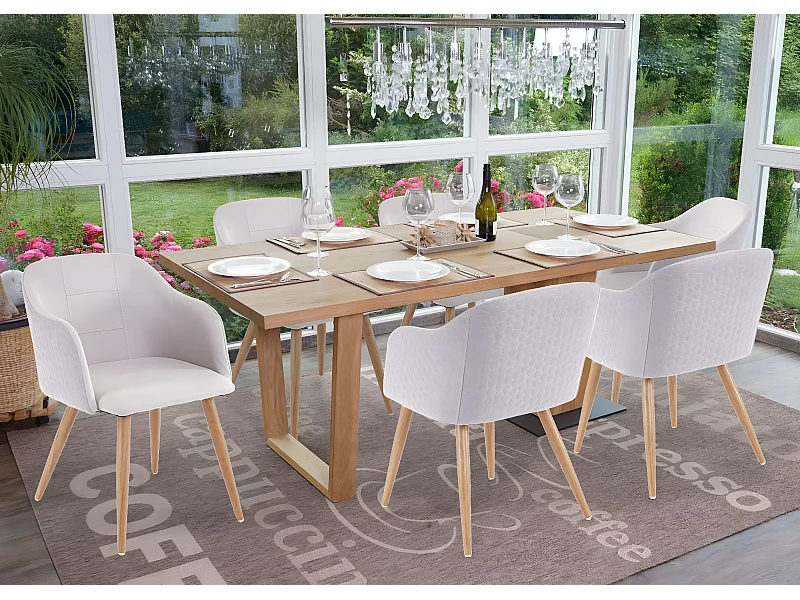 Chaise de salle à manger MCW-D71 (lot de 6),  gris clair/gris