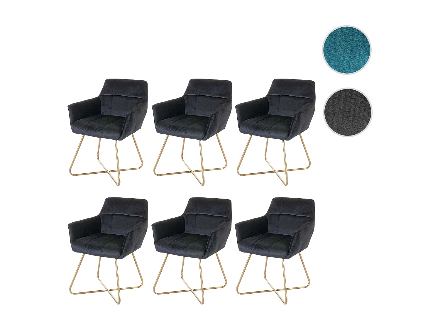 Silla de comedor MCW-F37 (juego de 6),  negro