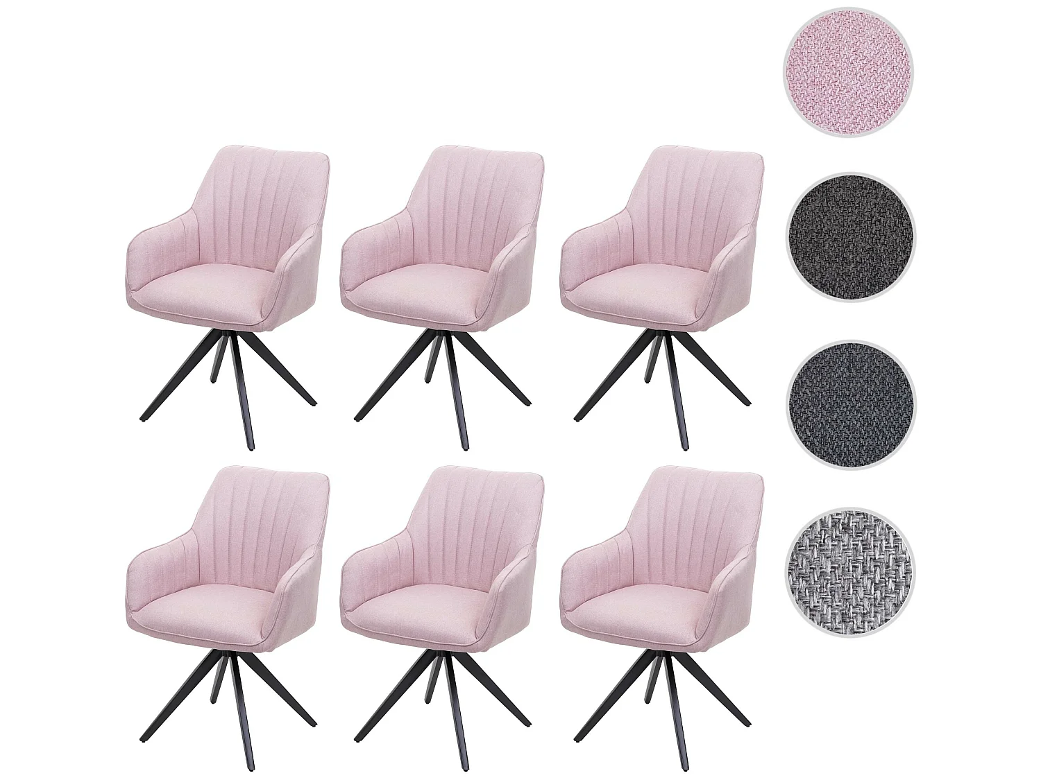 Eetkamerstoel MCW-H73 (set van 6),  roze