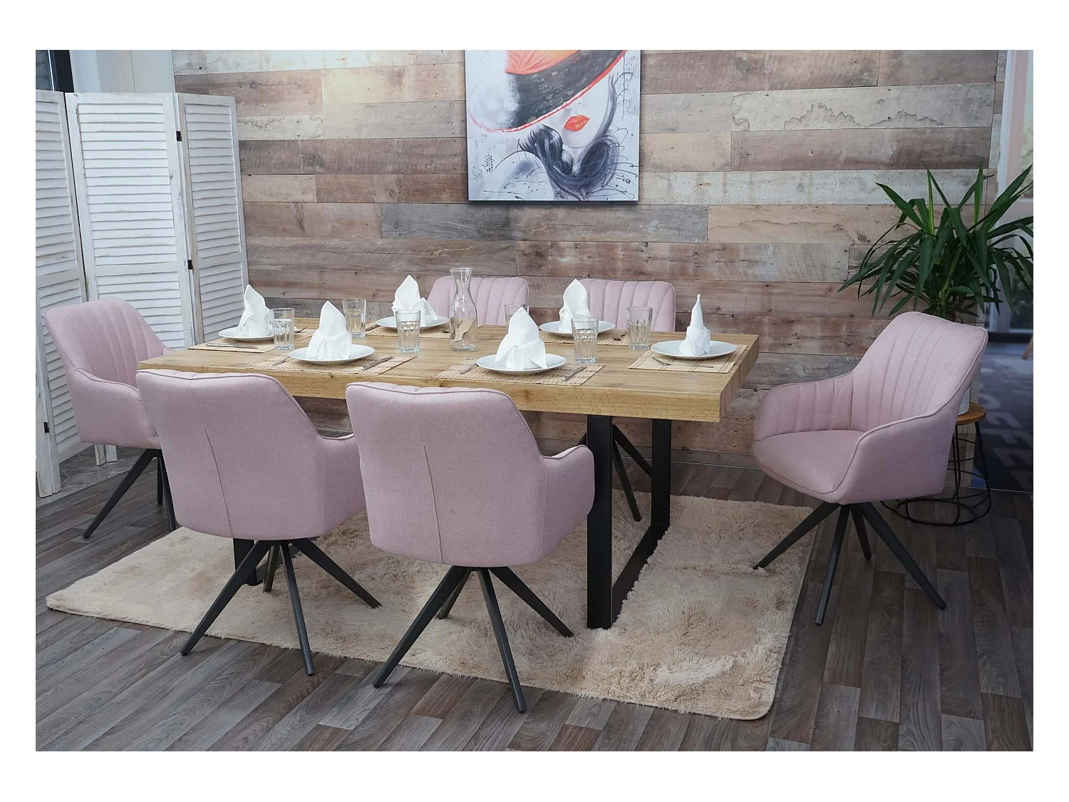 Chaise de salle à manger MCW-H73 (lot de 6),  rose