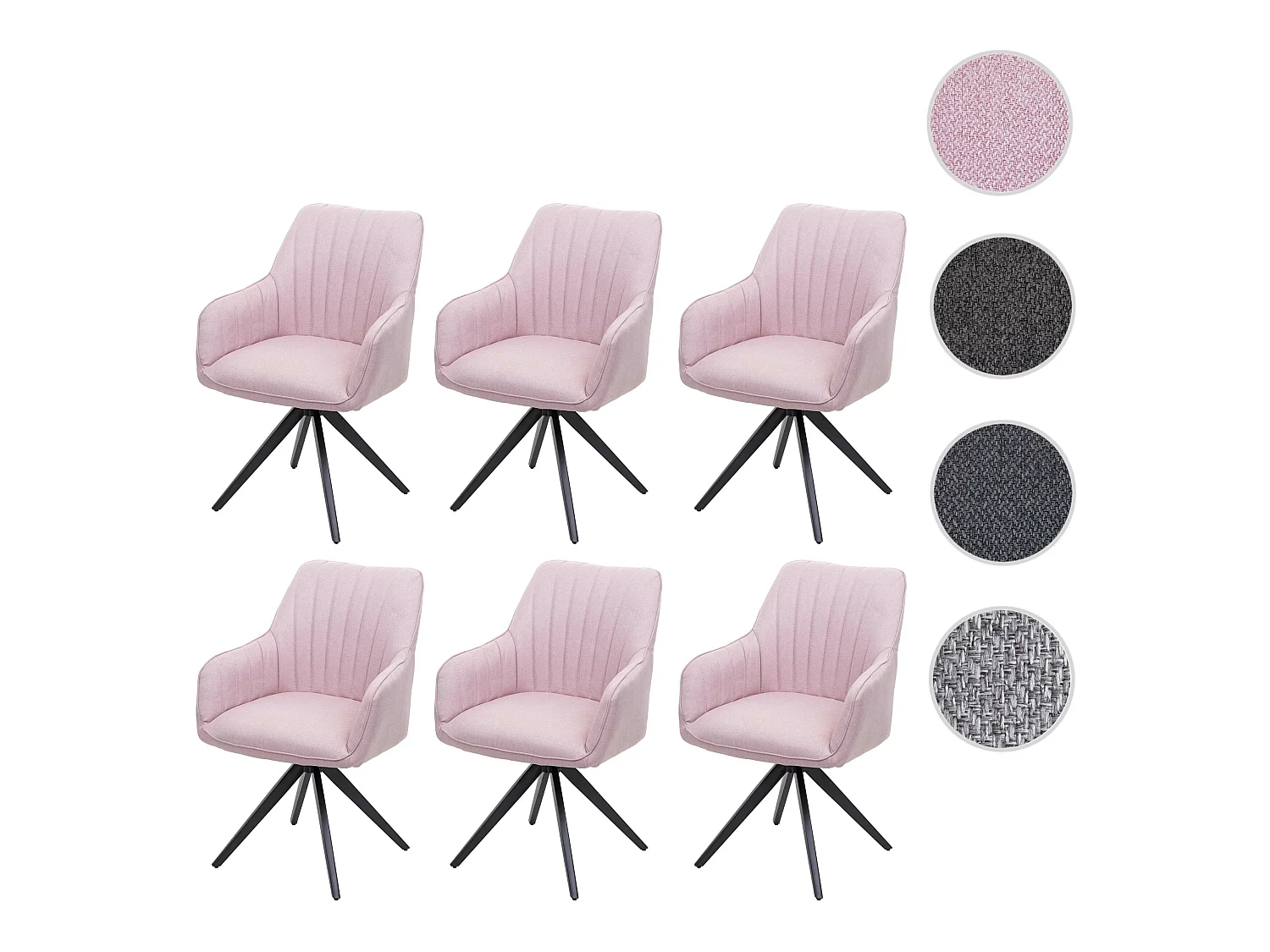 Chaise de salle à manger MCW-H73 (lot de 6),  rose