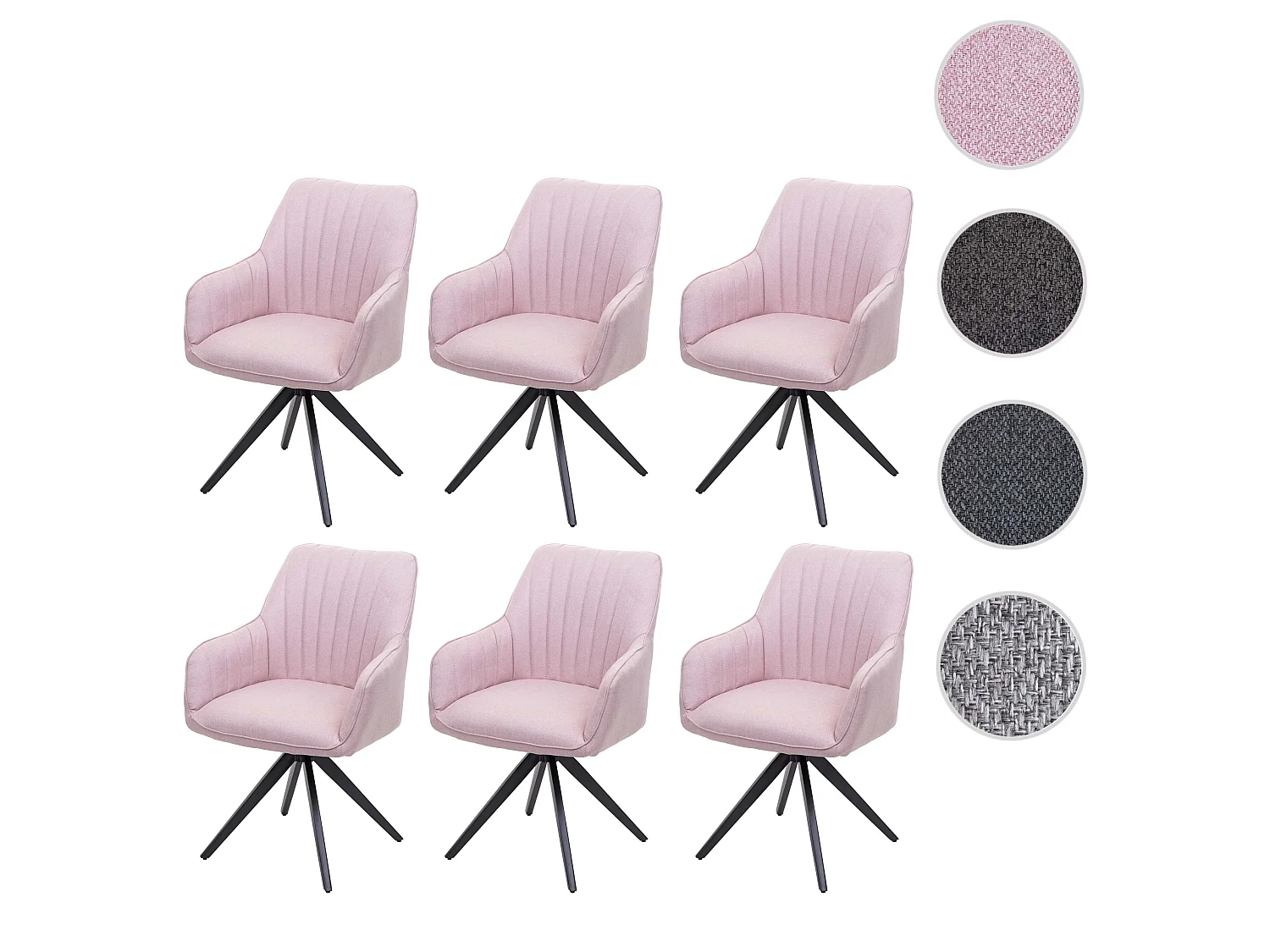 Chaise de salle à manger MCW-H73 (lot de 6),  rose