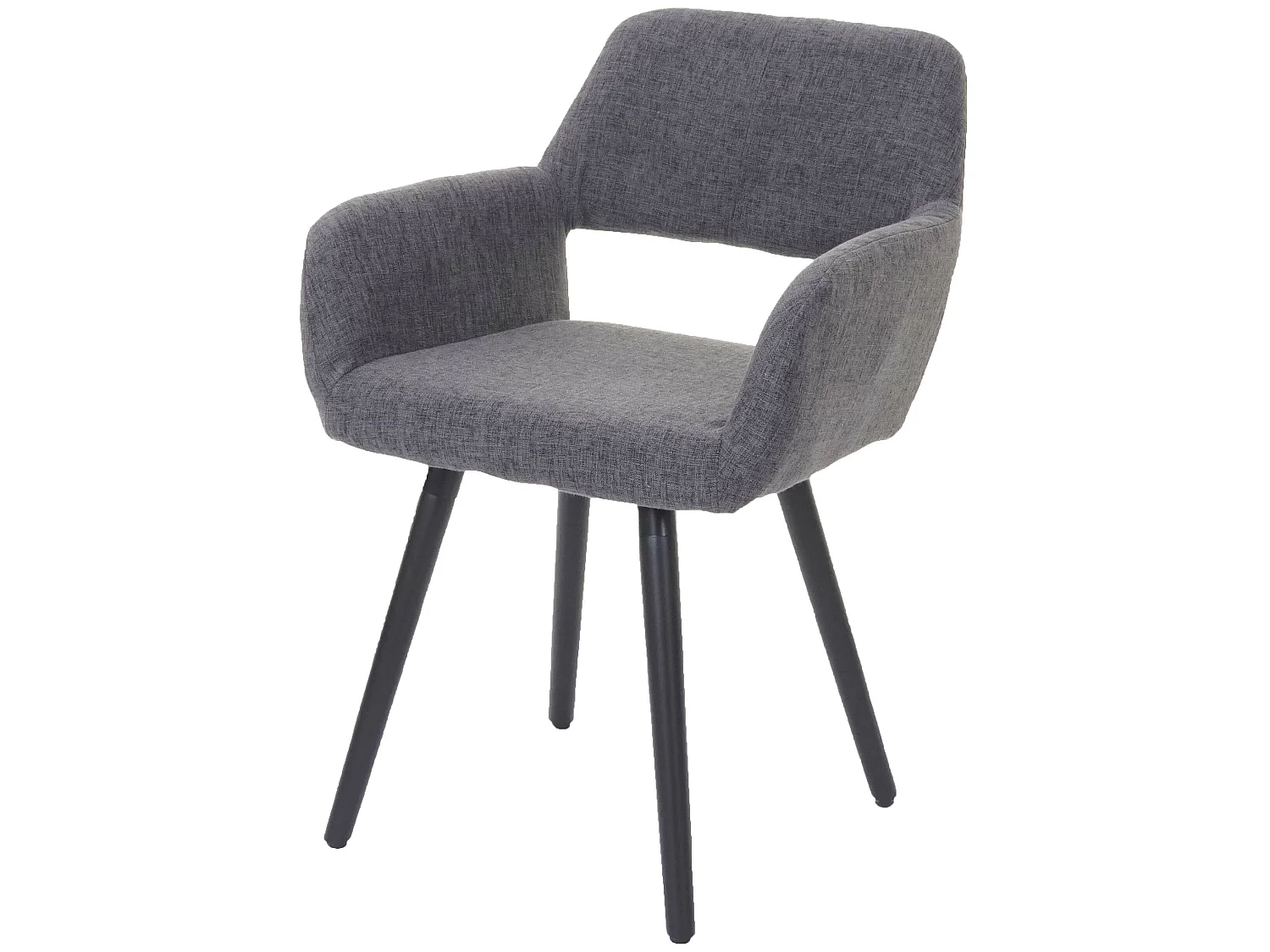 Sedia sala da pranzo soggiorno cucina MCW-A50 II design retro legno tessuto grigio gambe scure