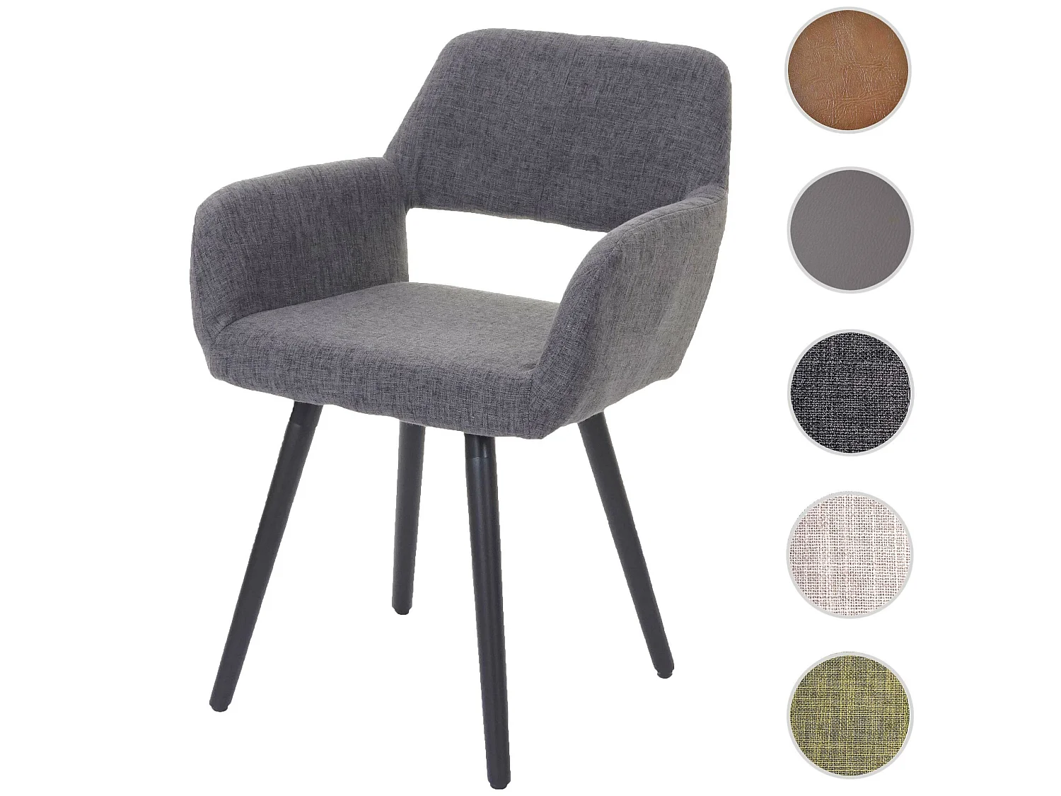 Sedia sala da pranzo soggiorno cucina MCW-A50 II design retro legno tessuto grigio gambe scure