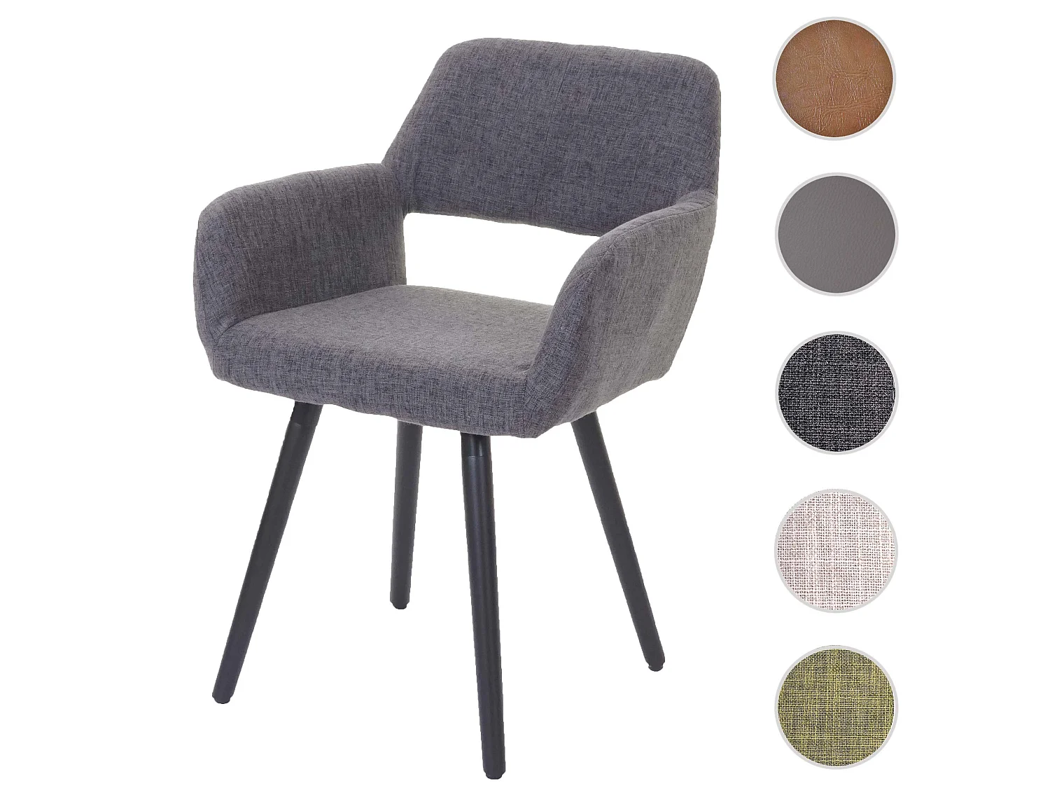Eetkamerstoel MCW-A50 II,  textiel, grijs, donkere poten