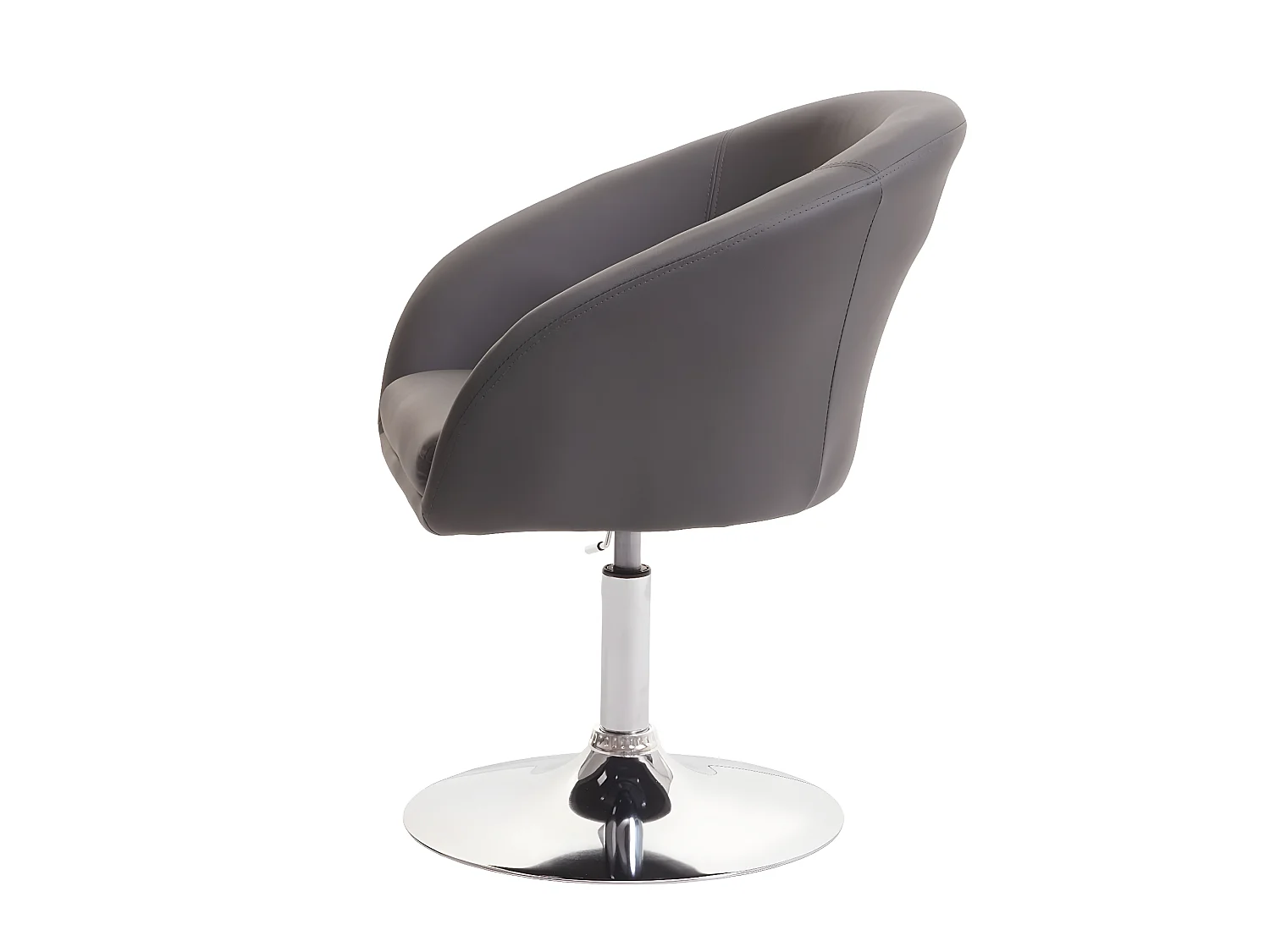 Sedia poltroncina lounge girevole MCW-F19 metallo cromato ecopelle grigio