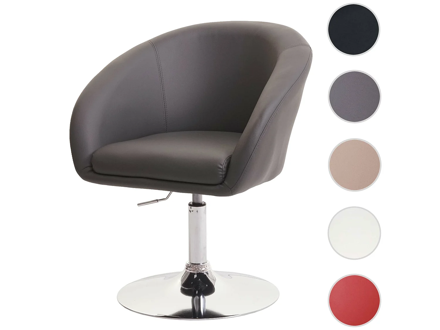 Sedia poltroncina lounge girevole MCW-F19 metallo cromato ecopelle grigio