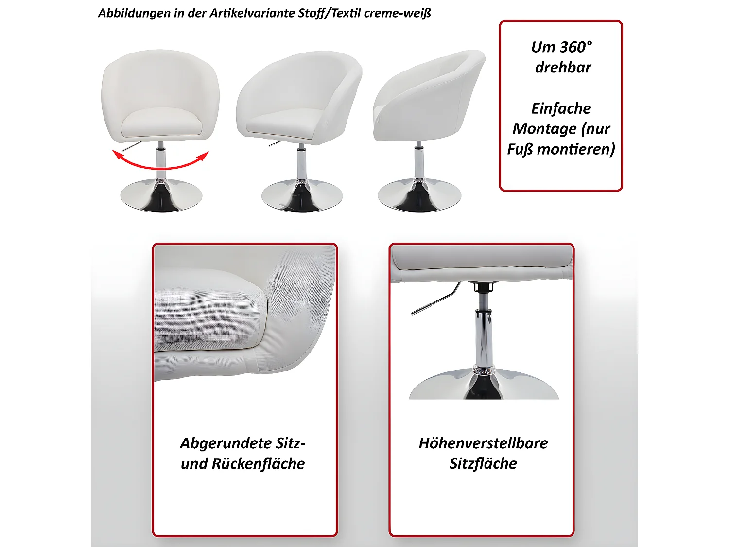 Sedia poltroncina lounge girevole MCW-F19 metallo cromato ecopelle grigio