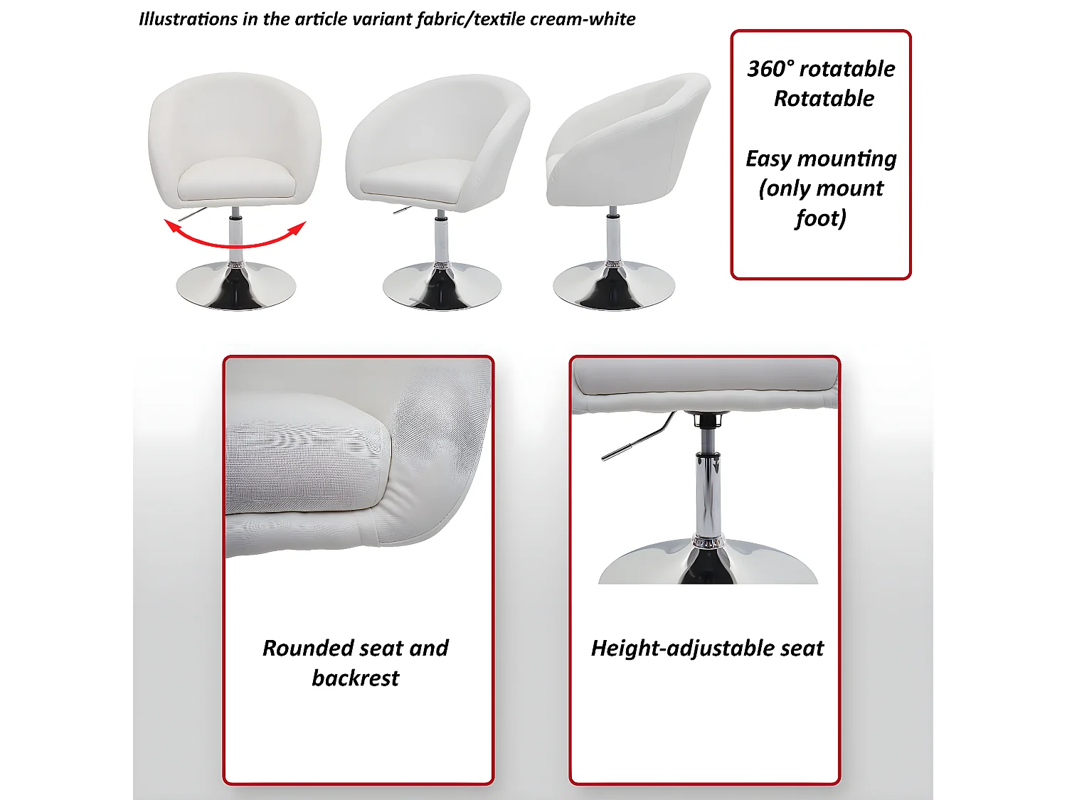 Sedia poltroncina lounge girevole MCW-F19 metallo cromato ecopelle grigio