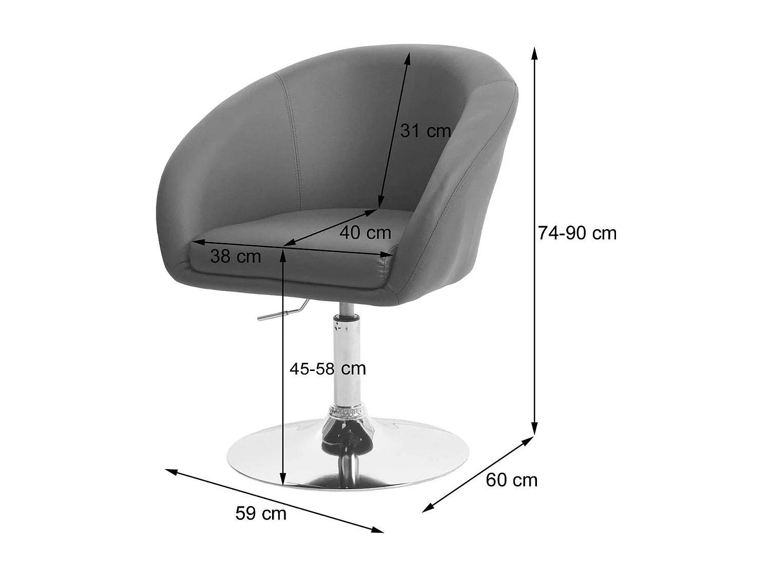 Cadeira de jantar MCW-F19,  imitação de pele cinzenta