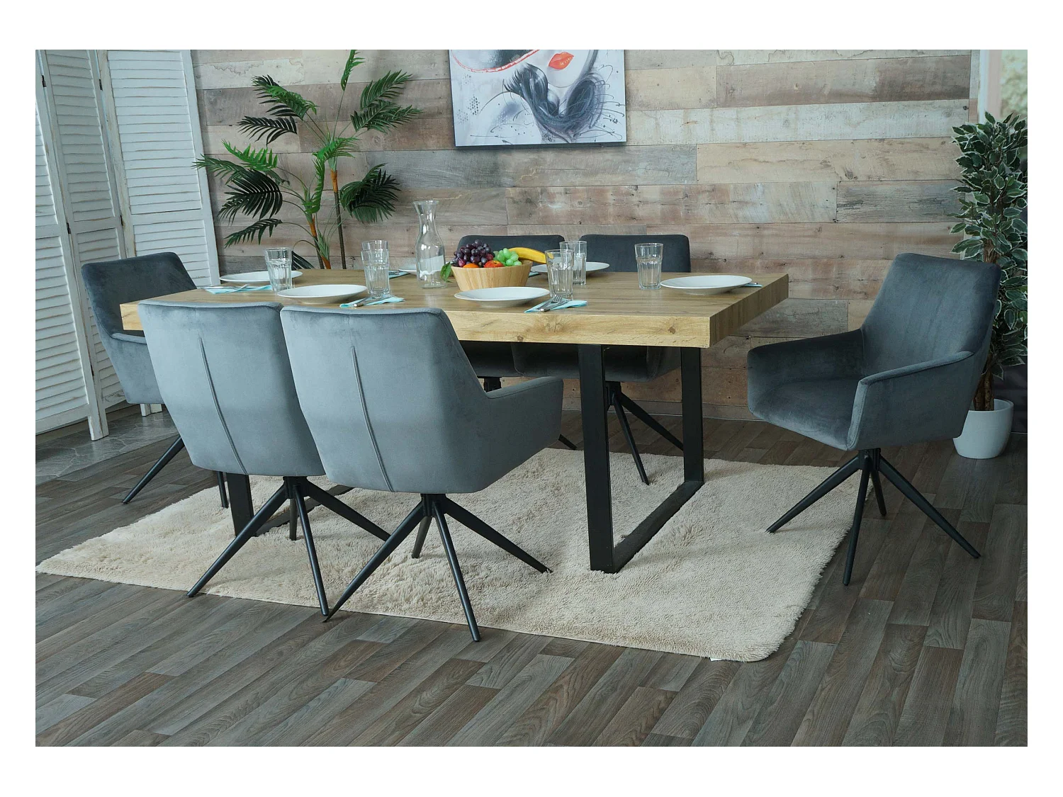 Cadeira de jantar MCW-L91 (conjunto de 6),  cinzento escuro