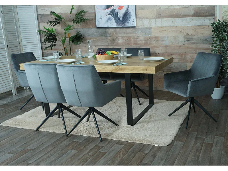 Chaise de salle à manger MCW-L91 (lot de 6),  gris foncé