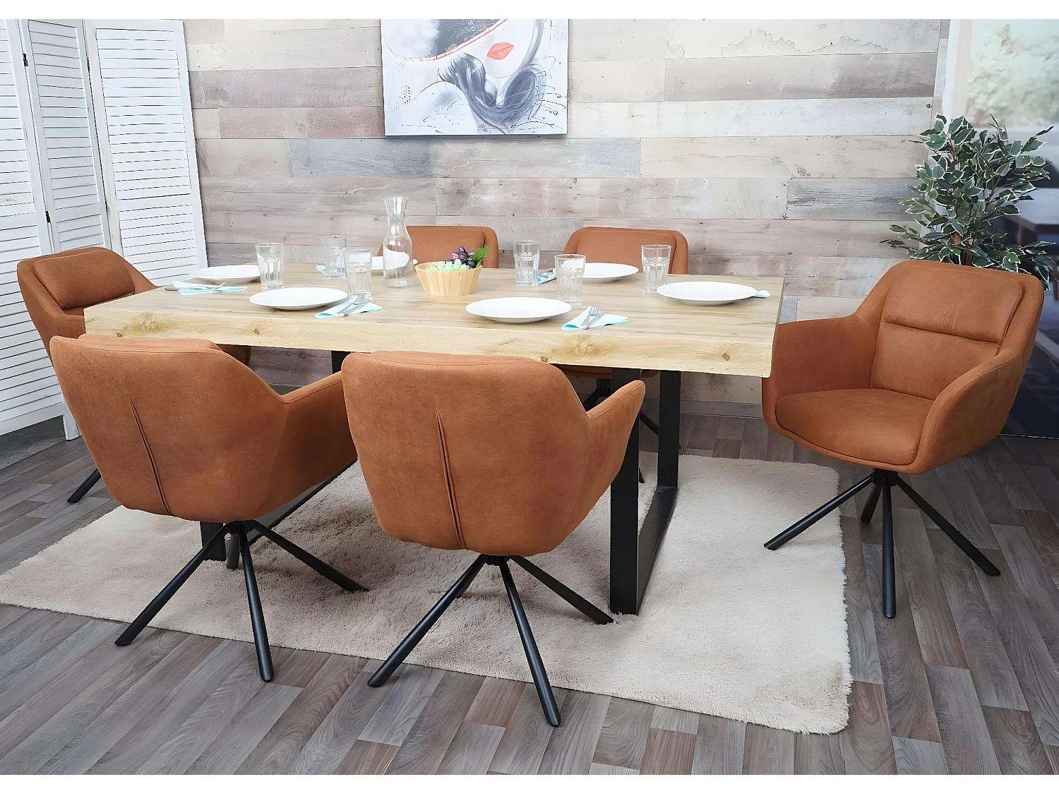 Cadeira de jantar MCW-K33 (conjunto de 6),  aspeto de camurça castanho