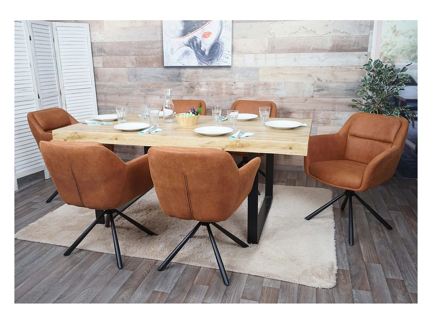 Chaise de salle à manger MCW-K33 (lot de 6),  aspect daim marron